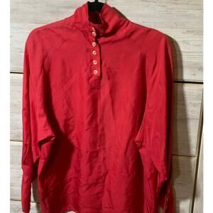 Vntg Michel Bruche Red Silk Long Sleeve Shirt - CHRISTMAS- Size 12